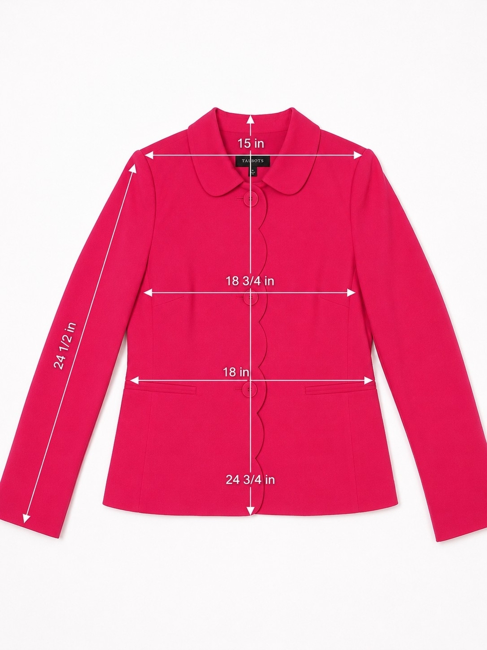 NWT Talbots Pink Scallop Front Blazer Jacket Size 8 - Picture 5 of 9